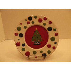 Ellen Kraus Yankee Candle Large Christmas Dots Candle Plate